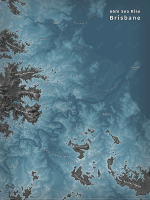 Brisbane, Australia Sea Level Rise Map