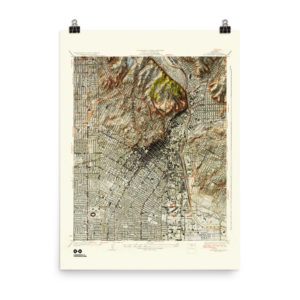 Restored 1928 Los Angeles Map with Hillshade