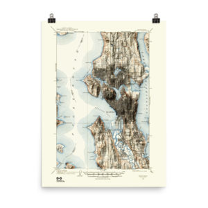 Restored 1908 Seattle Map with Hillshade