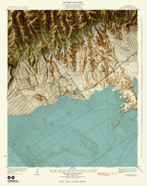 Retrofuture 1952 Santa Barbara Map with 218′ Sea Level Rise