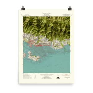 Retrofuture 1952 Santa Barbara Map with 218′ Sea Level Rise
