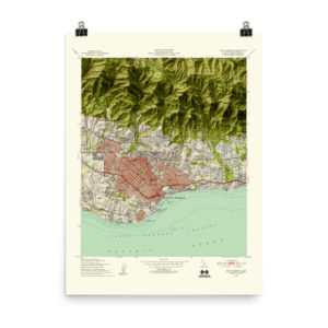 Restored 1952 Santa Barbara Map with Hillshade