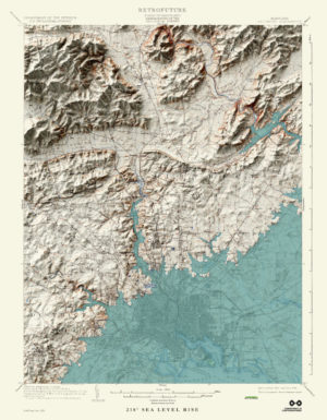 Retrofuture 1904 Baltimore Map with 218′ Sea Level Rise