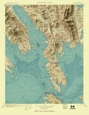 Retrofuture 1902 Napa Map with 218′ Sea Level Rise