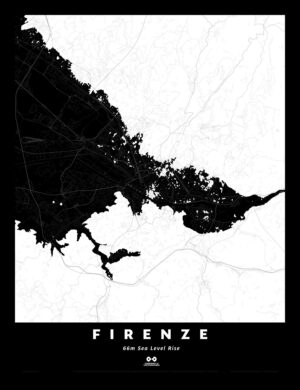 Florence Silhouette Map, 66m Sea Level Rise