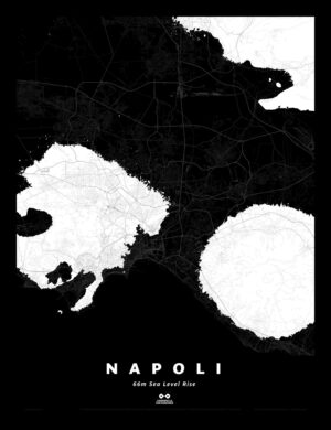 Naples Silhouette Map, 66m Sea Level Rise