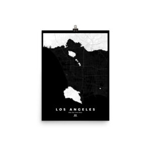 Los Angeles Silhouette Map, 66m Sea Level Rise