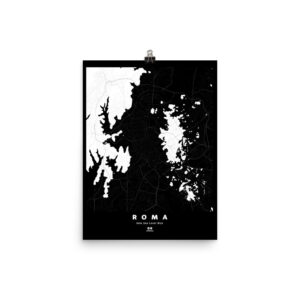 Rome Silhouette Map, 66m Sea Level Rise