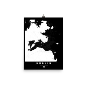 Dublin Silhouette Map, 66m Sea Level Rise