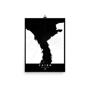 Cairo Silhouette Map, 66m Sea Level Rise