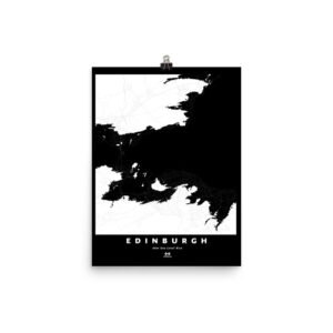 Edinburgh Silhouette Map, 66m Sea Level Rise