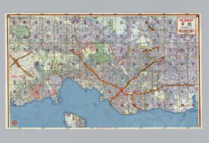 Petrofuture 1956 Sea Level Rise Map of Central Los Angeles,  36″x24″