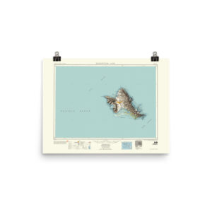 Retrofuture 1952 Oahu Map with 218′ Sea Level Rise