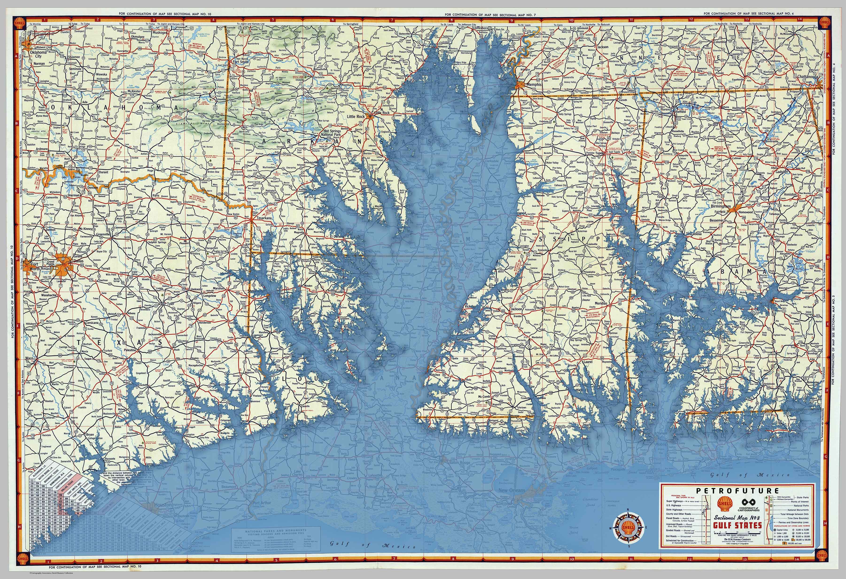 Petrofuture 1956 Sea Level Rise Map of the Gulf States