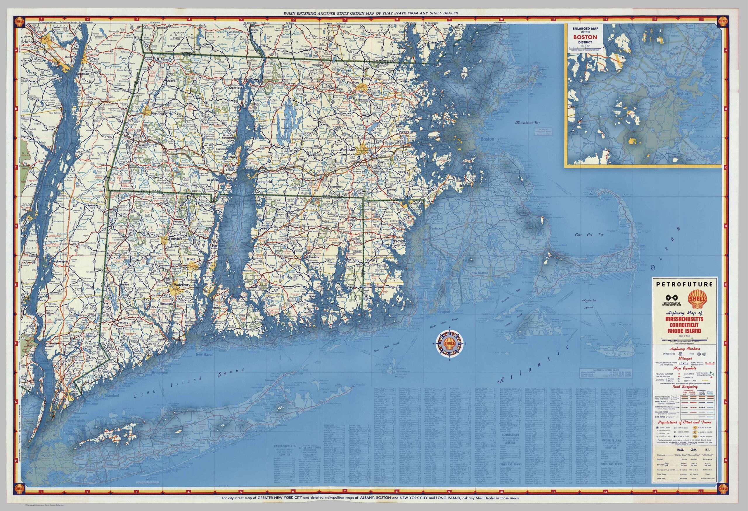 Petrofuture 1956 Sea Level Rise Map of Massachusetts, Rhode Island, Connecticut