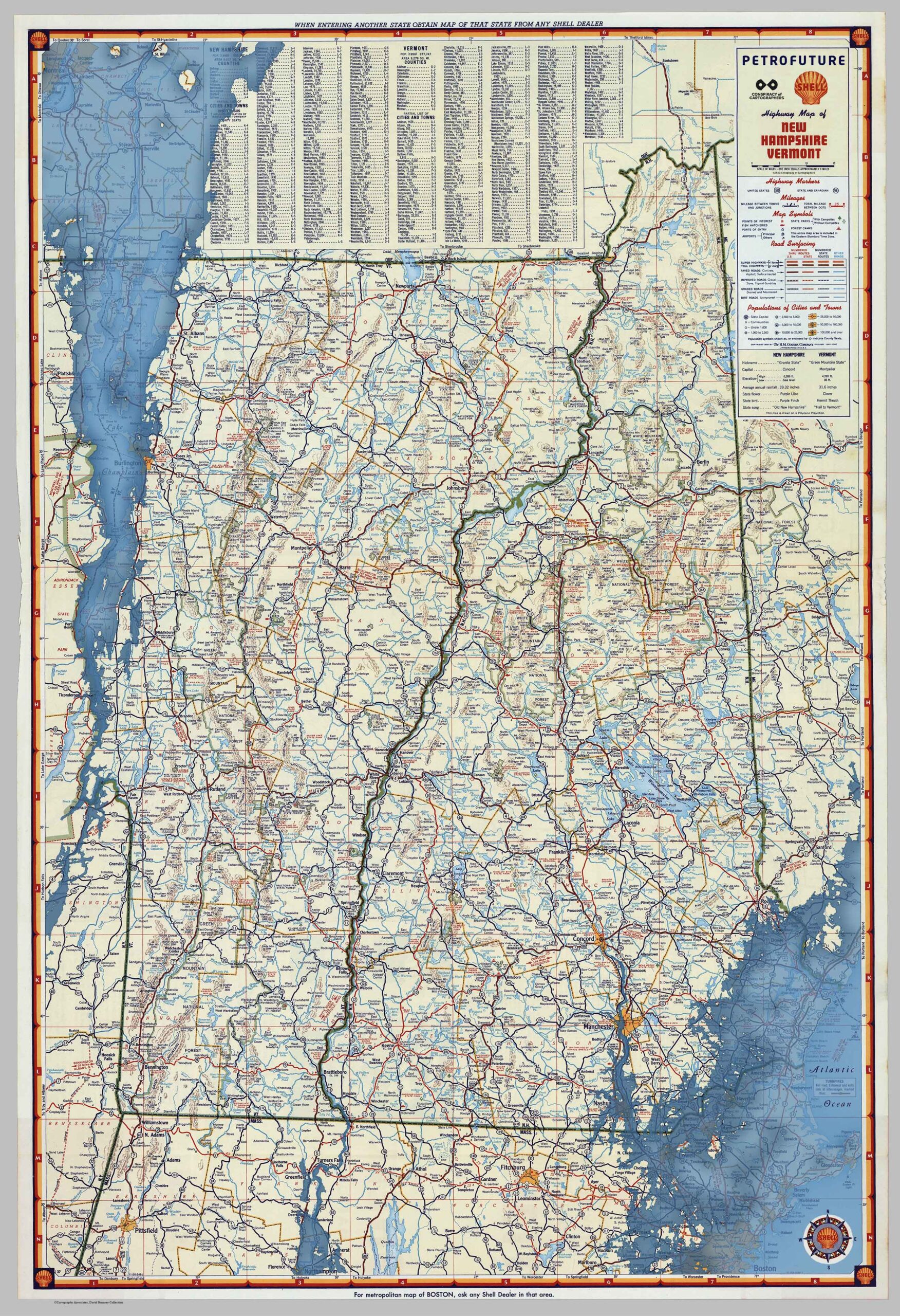 Petrofuture 1956 Sea Level Rise Map of New Hampshire & Vermont
