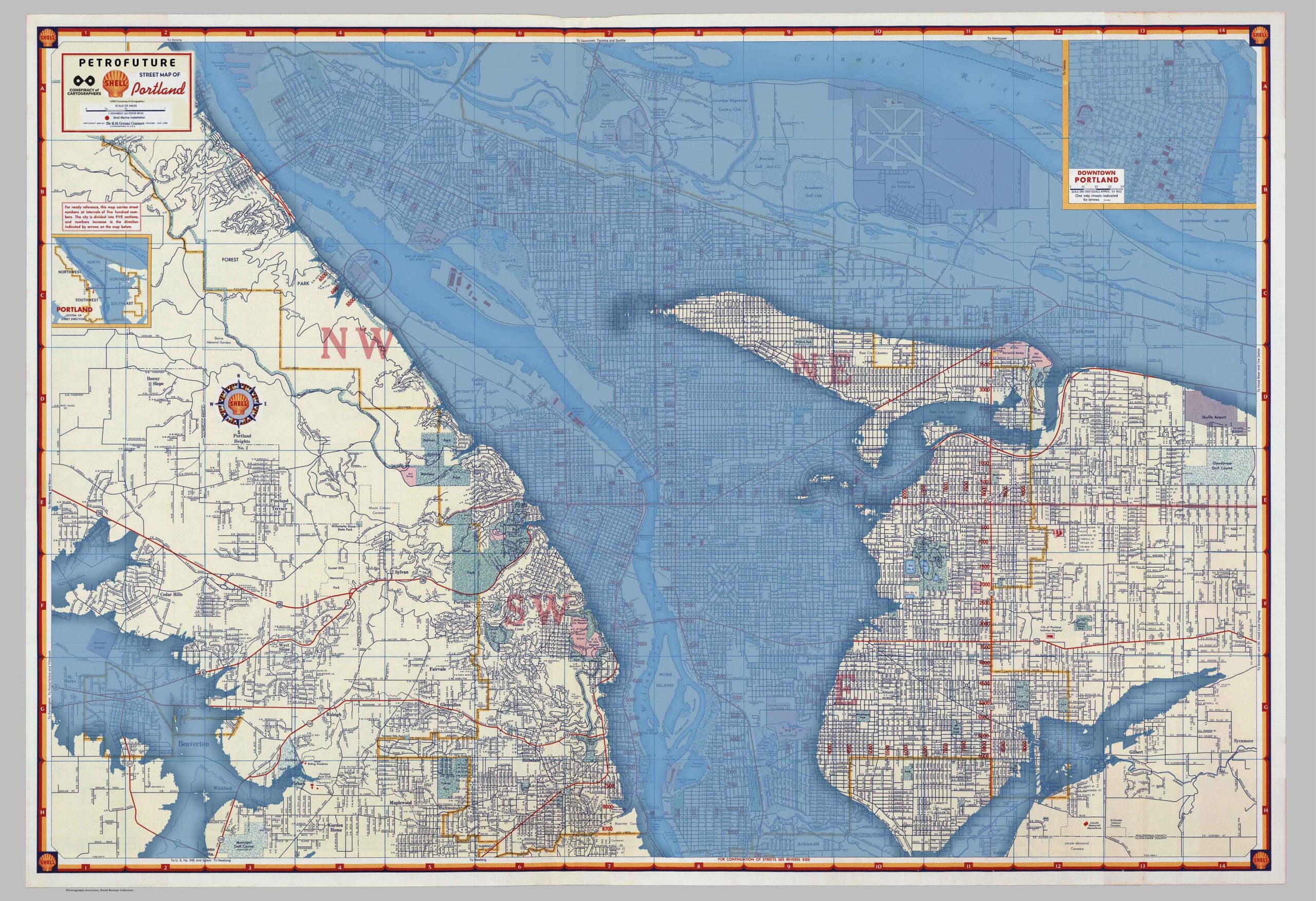 Petrofuture 1956 Sea Level Rise Map of Portland, OR