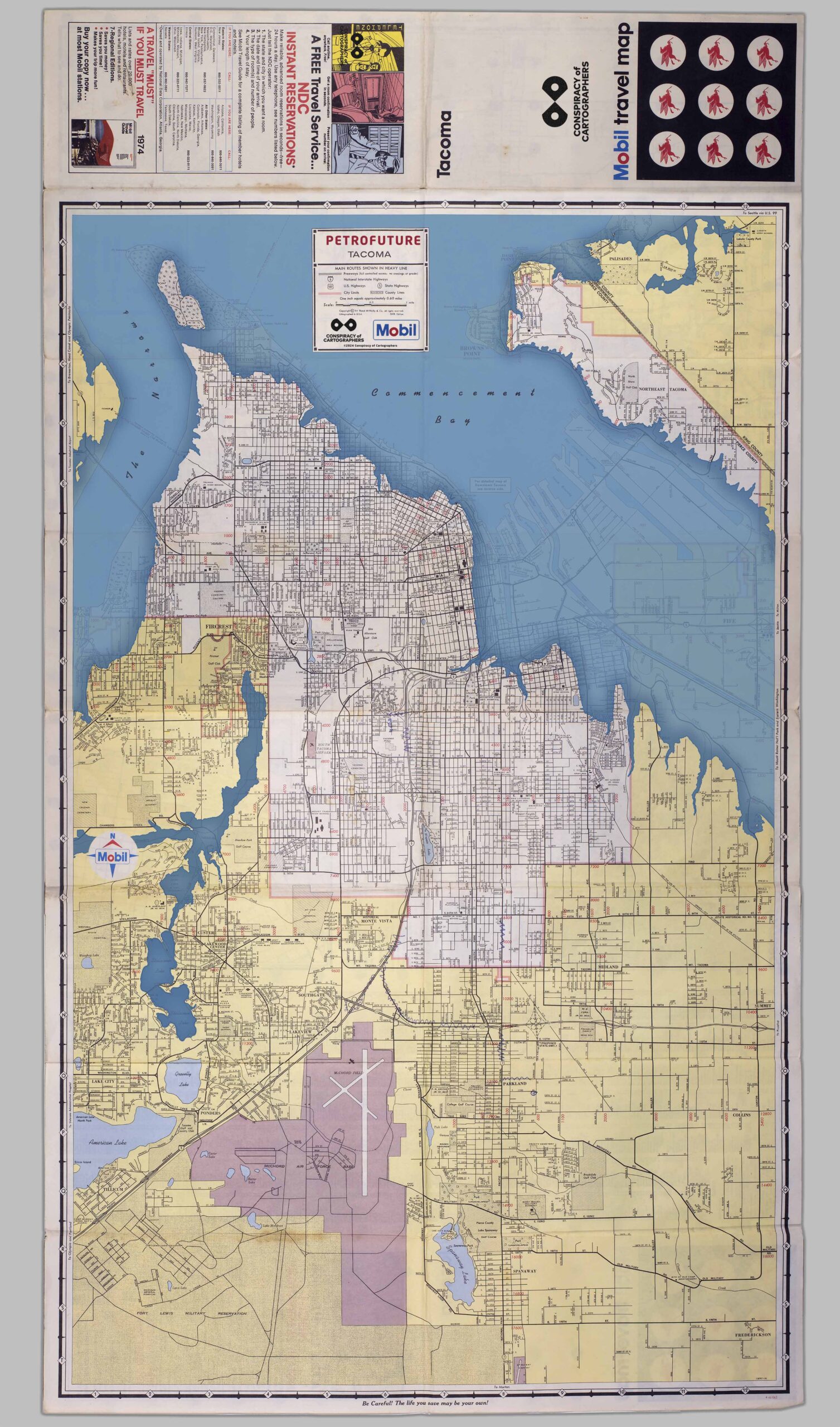 Petrofuture 1974 Sea Level Rise Map of Tacoma, WA