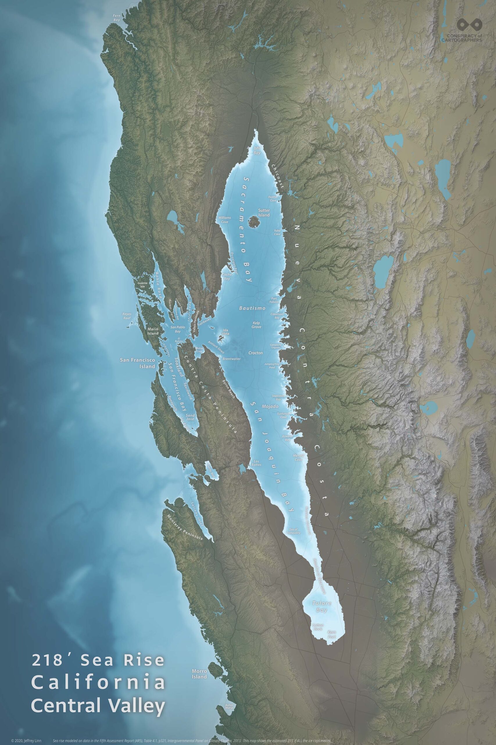California Bay Area and Central Valley Sea Level Rise Map